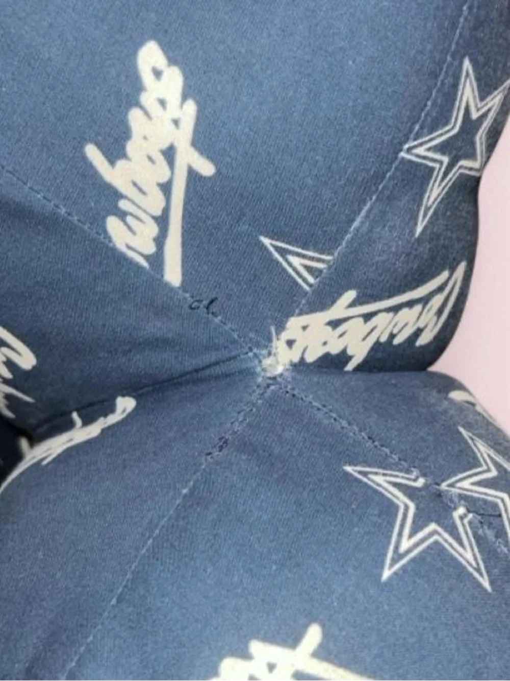 Star-Shaped Navy Pillow with Script Logo
